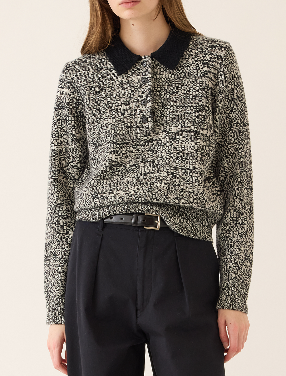 estelle wool melange polo sweater