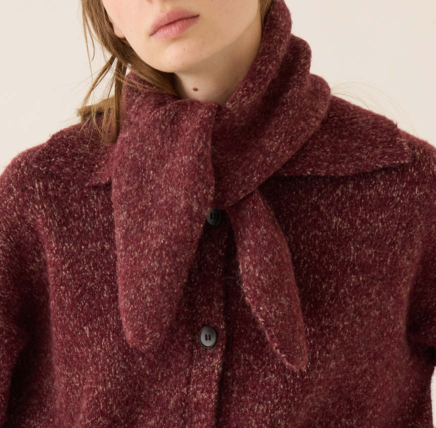 Daisy speckled wool alpaca baguette scarf speckled garnet