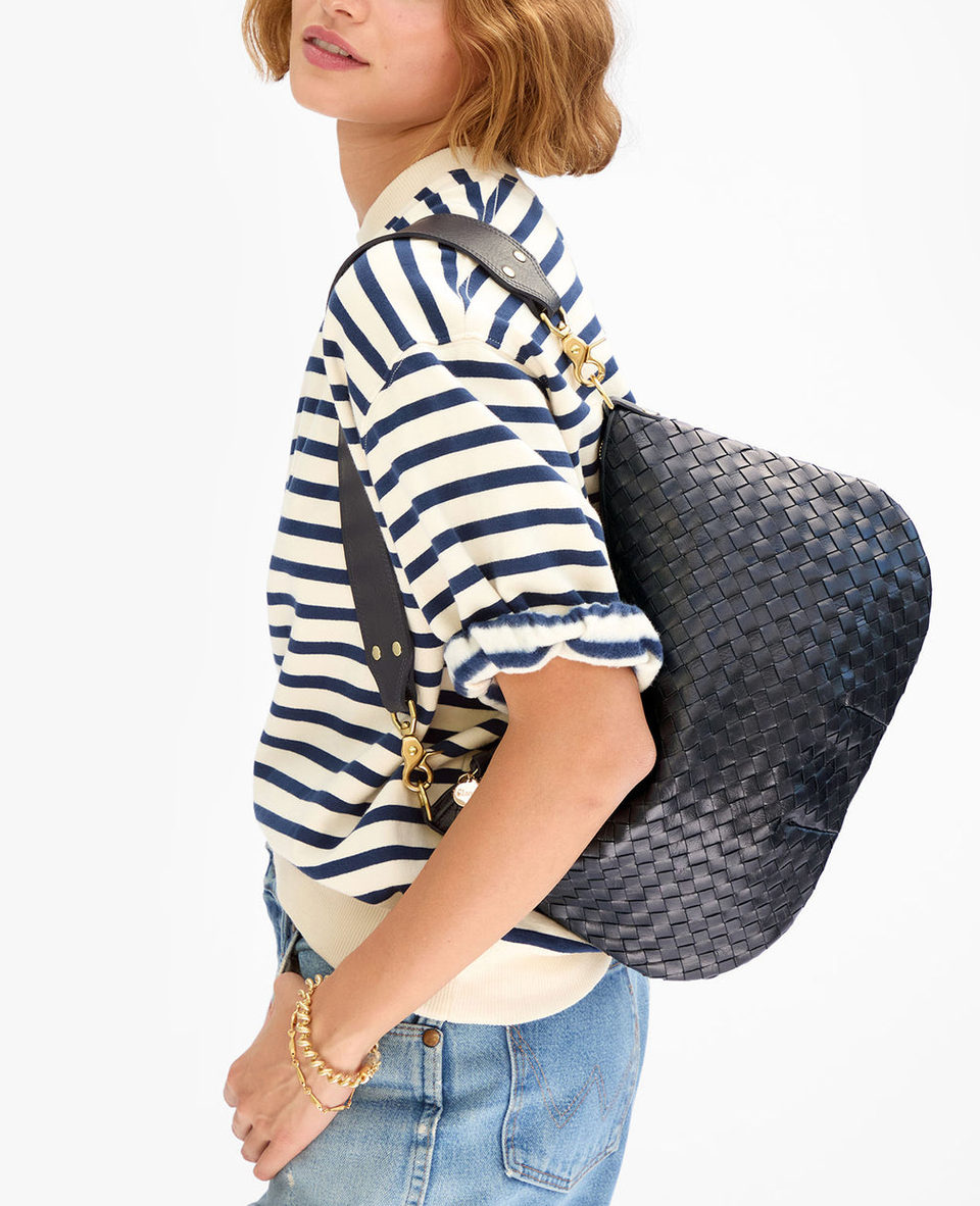 Moyen Messenger Medium Woven Diagonal Twilight Navy