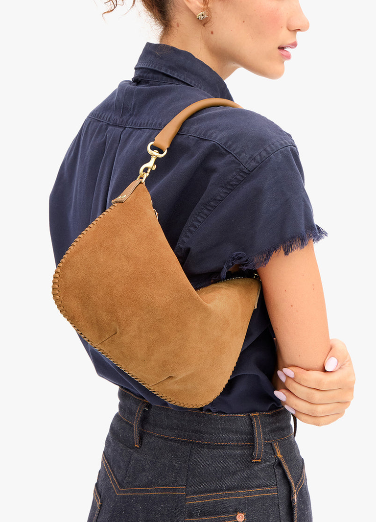 Petit Moyen Caramel Suede With Whipstitch