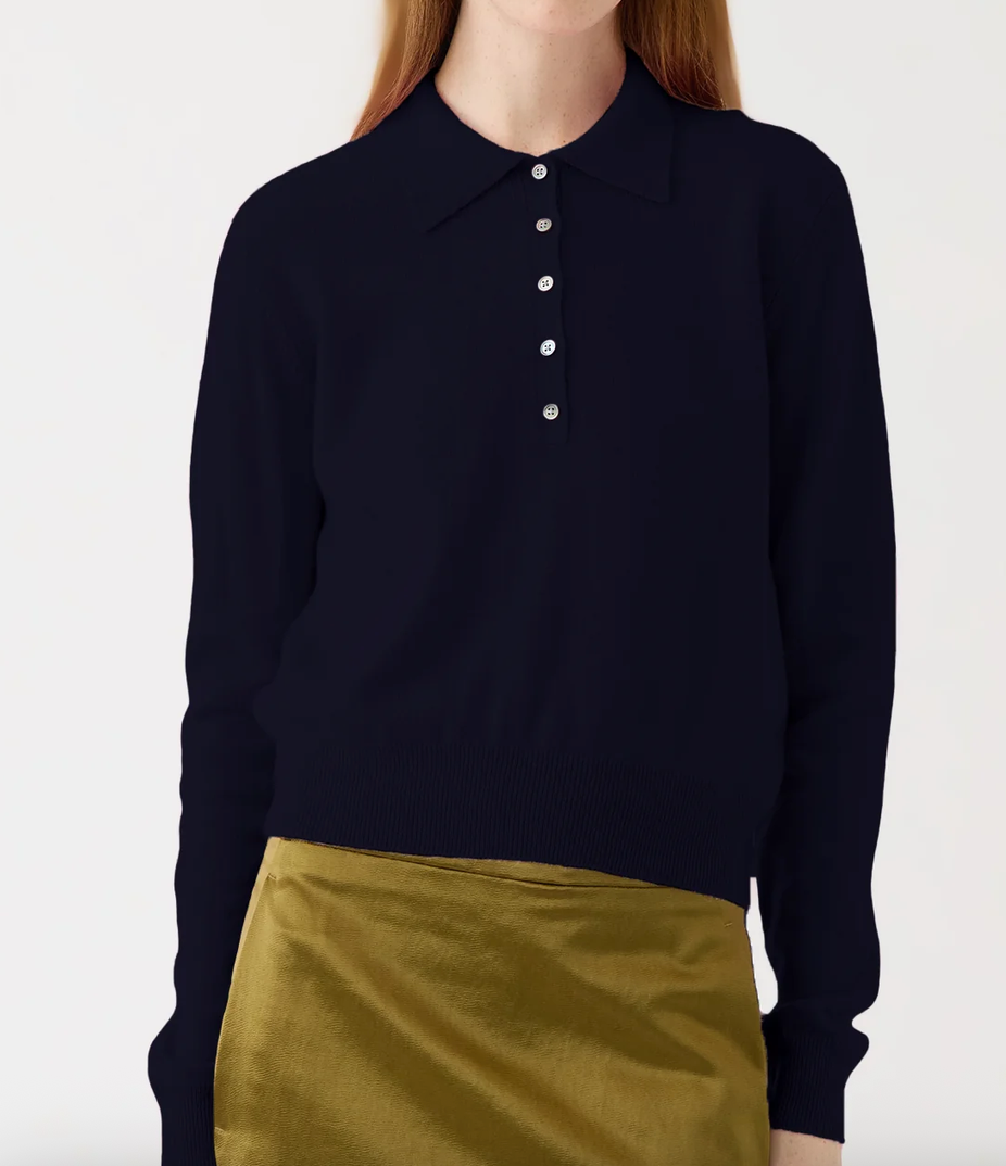 vera cashmere polo sweater navy