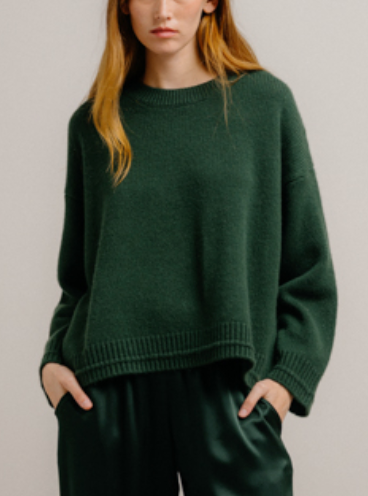 Cashmere Allston Boyfriend Crewneck Hunter Green