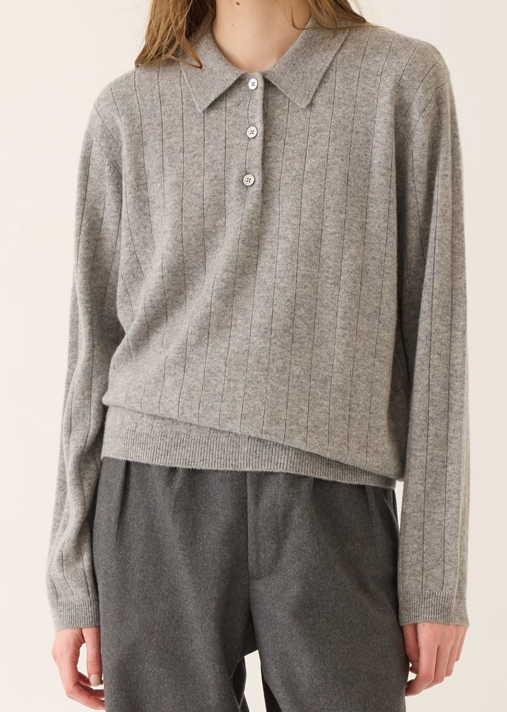 Juna cashmere polo sweater ash grey