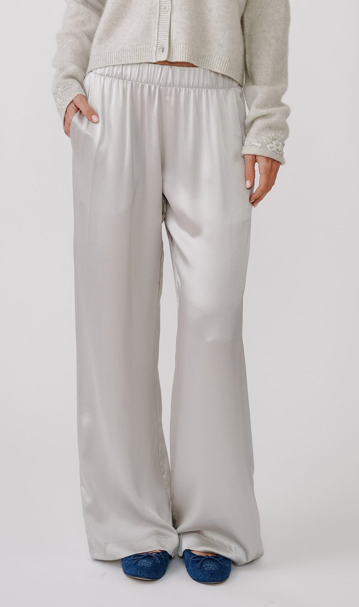 Brynn High Rise Pull On Wide Leg Pant Blizzard