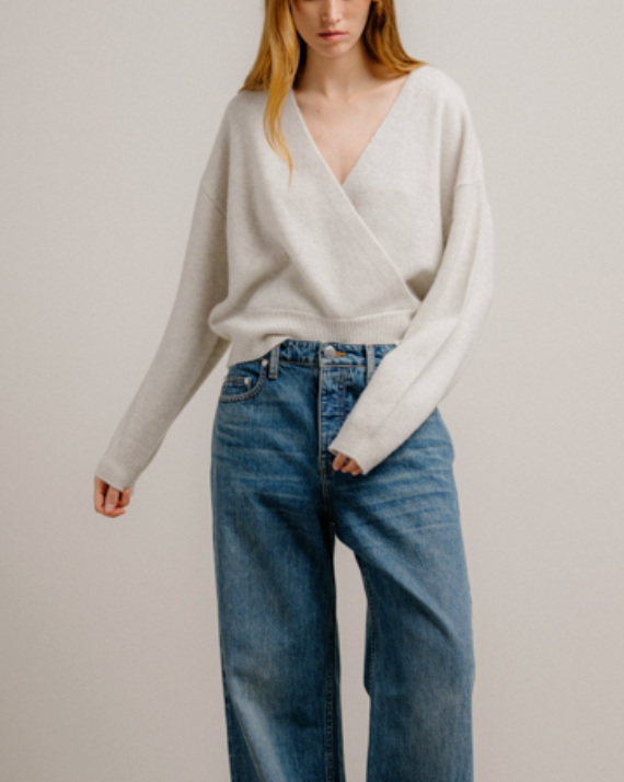Cashmere Koda Wrap Sweater Blizzard