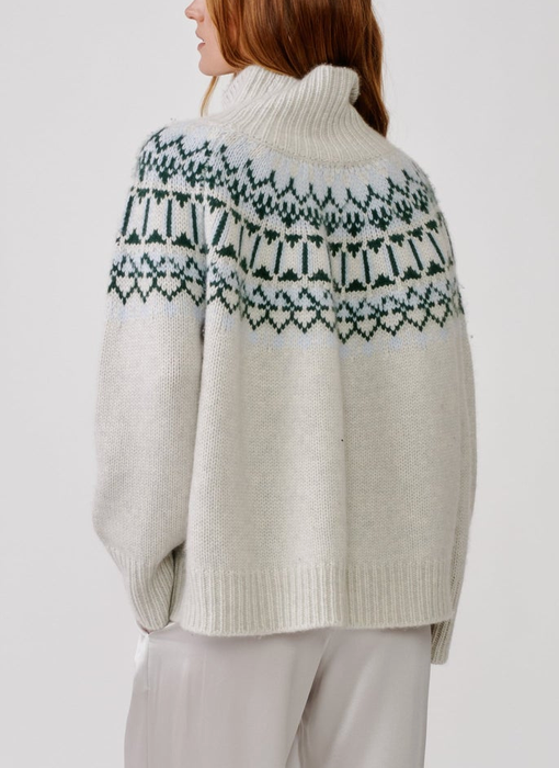 Cashmere Scottie Slouchy Fairisle Mockneck Freeze Fairisle