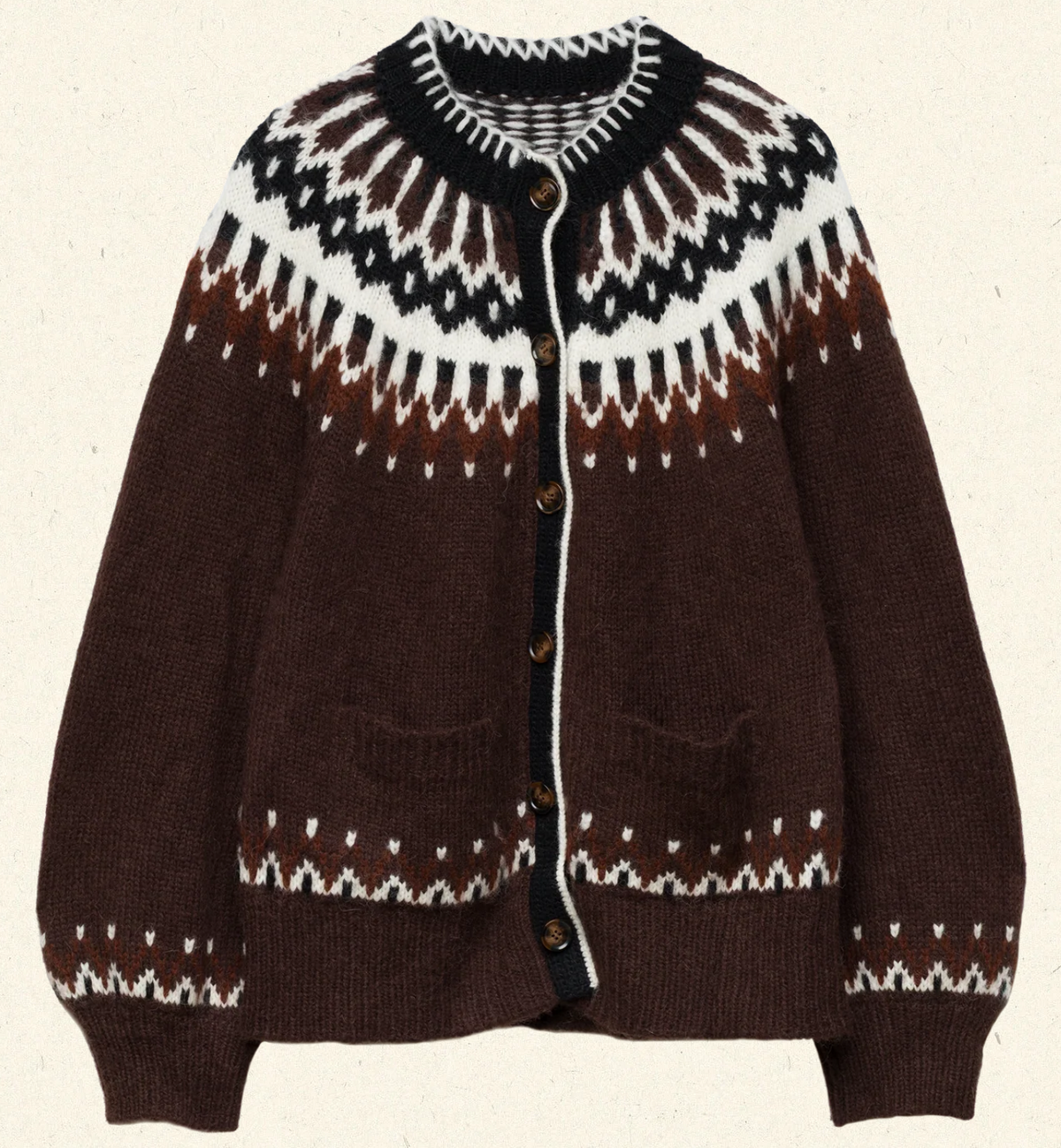 Hue cardigan brun aberdeen fair isle