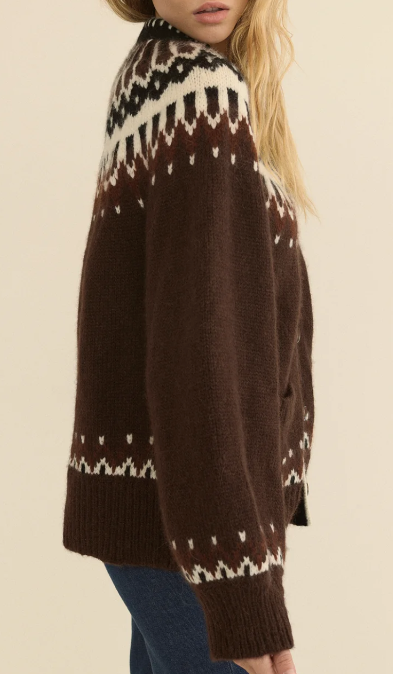 Hue cardigan brun aberdeen fair isle