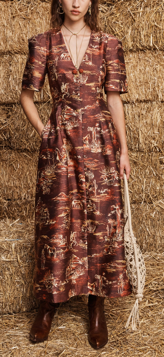 Ezra Midi Dress Chocolate