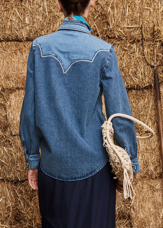 Jesse Denim Applique Shirt Blue