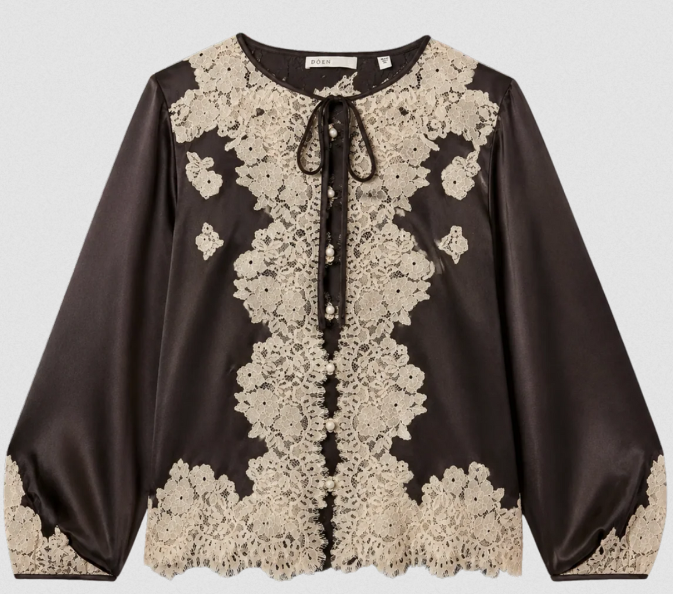 Lucine top equestrian brown with cream lace