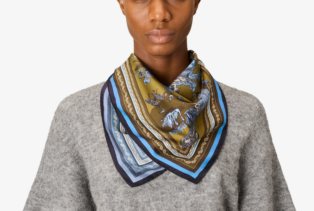 Square Scarf 65 Reverie Khaki/Blue