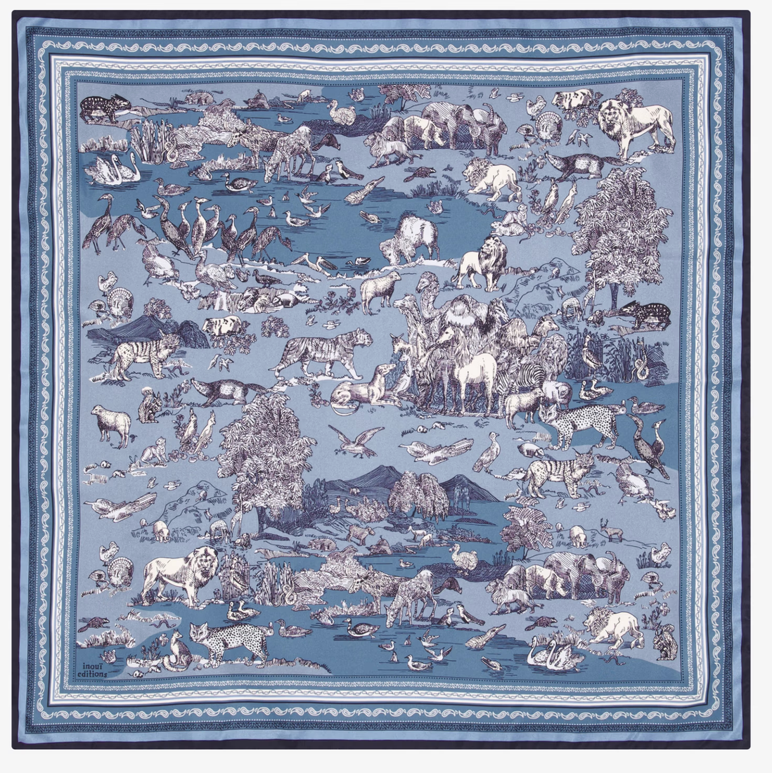 Square Scarf 65 Reverie Khaki/Blue
