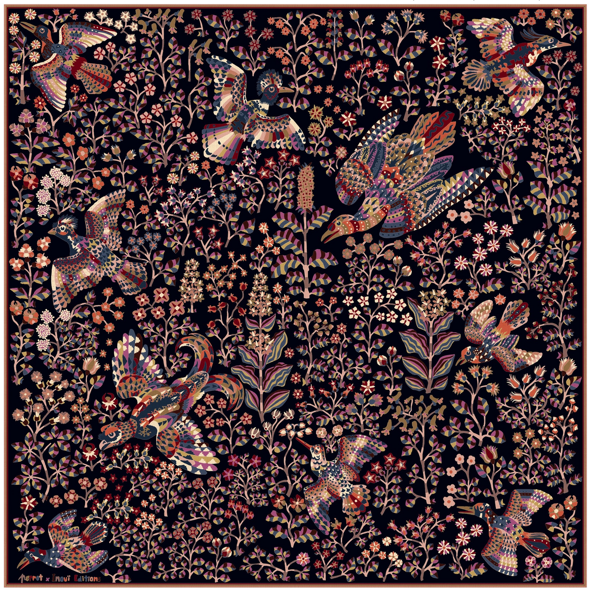 Square Scarf 130 Rene Perrot Black