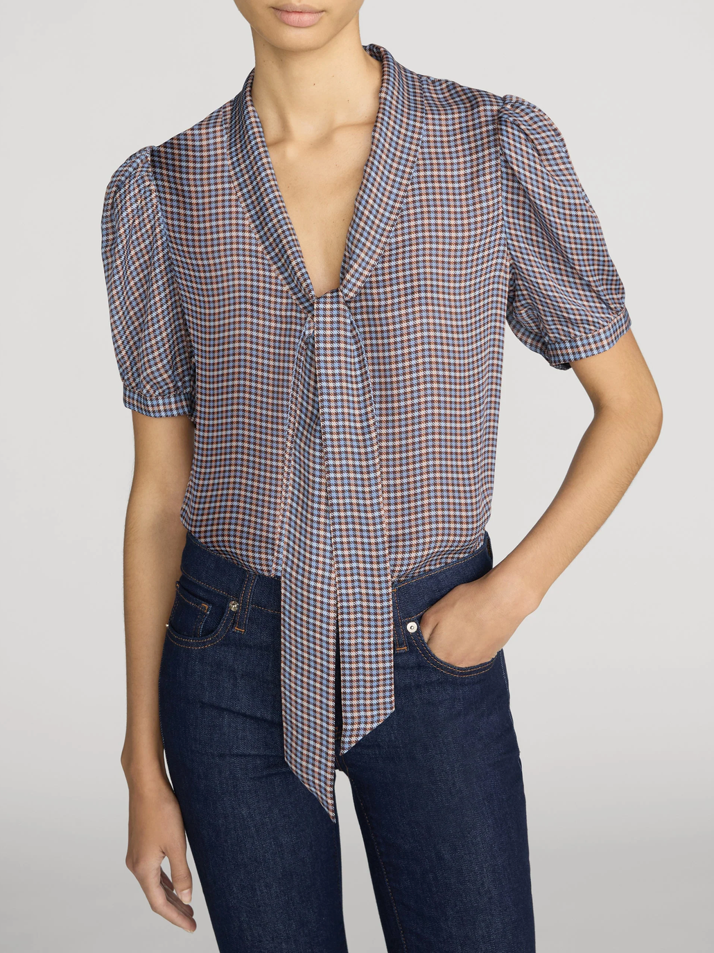 The Sonnet Blouse Chestnut Multi Plaid