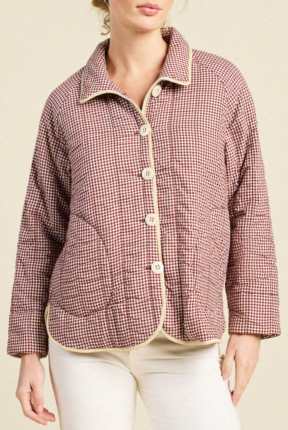 Ginny Quilted Jacket Mahogany Check