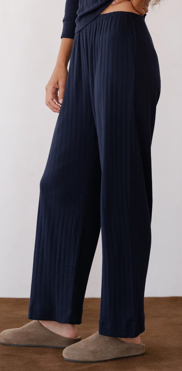 Pointelle simple crop pant navy