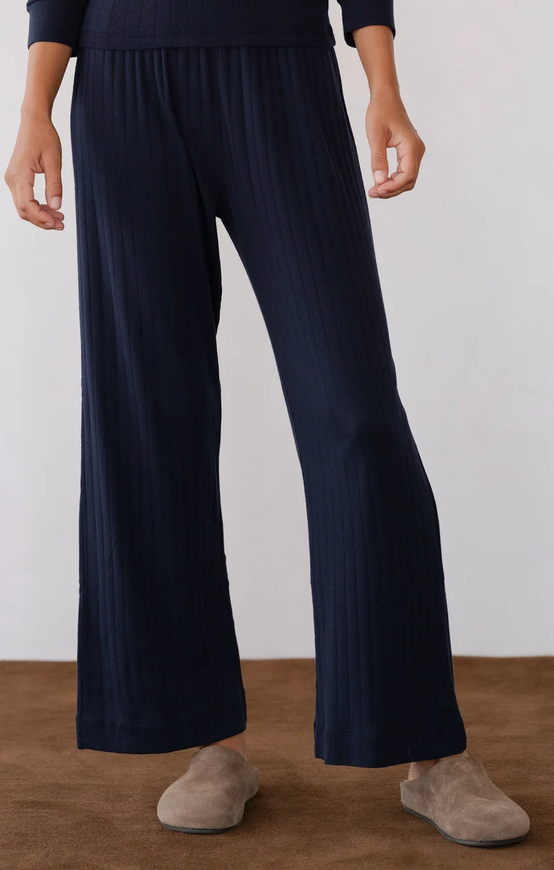 Pointelle simple crop pant navy