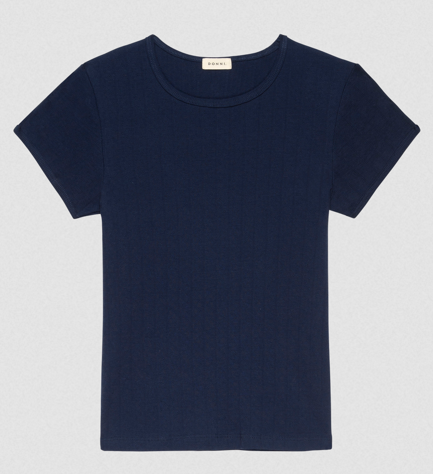 Pointelle baby tee navy