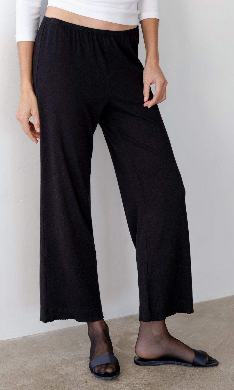 Baby rib scallop pant jet