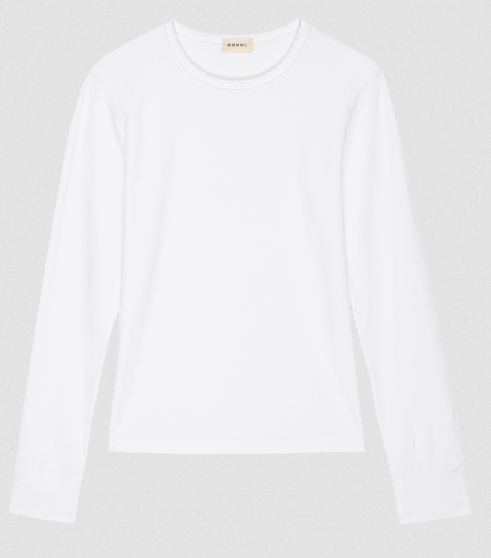 baby rib scallop long sleeve powder