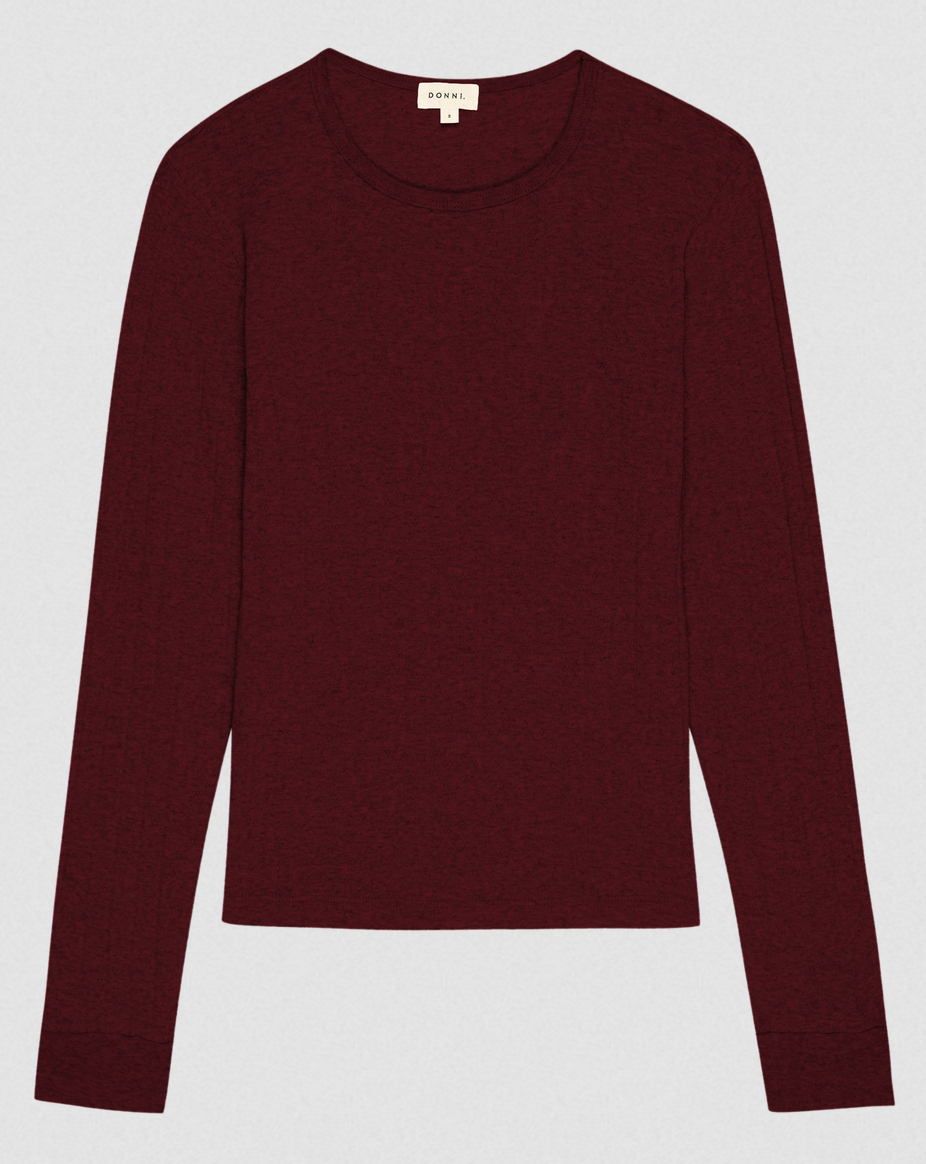 Pointelle long sleeve oxblood