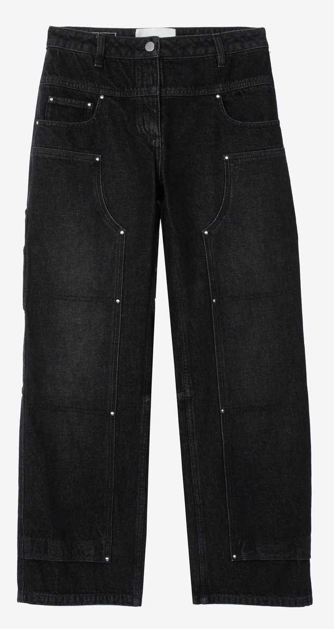 Denim straight leg carpenter pants black