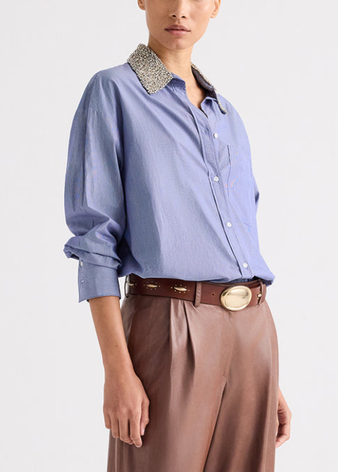 Big Joe With Crystal Collar Mini Lady Pinstripe Midnight/White