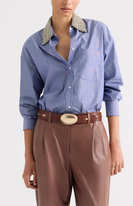 Big Joe With Crystal Collar Mini Lady Pinstripe Midnight/White