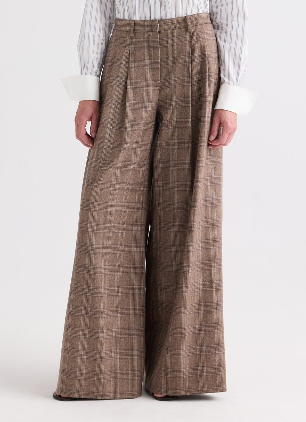 Avery Pant Glen Plaid Wool Flannel Brown Multi