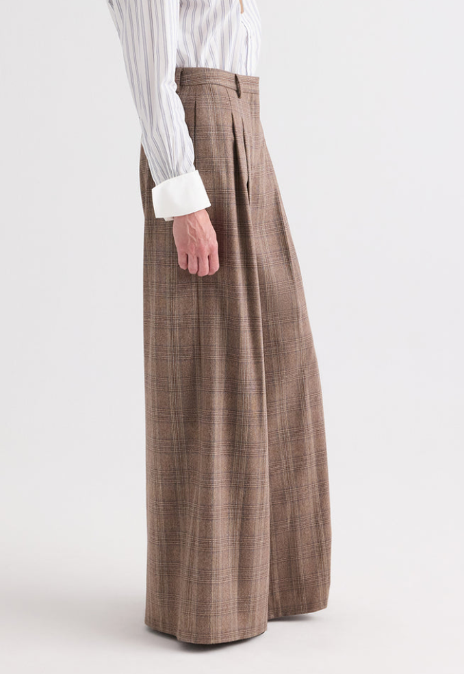 Avery Pant Glen Plaid Wool Flannel Brown Multi