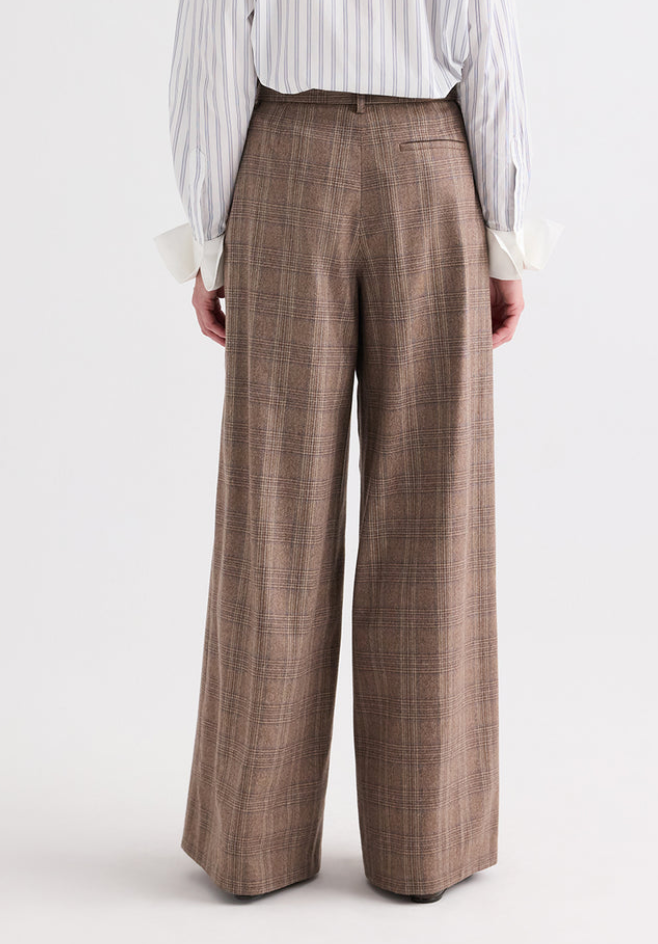Avery Pant Glen Plaid Wool Flannel Brown Multi