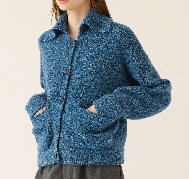 alice speckled wool alpaca cardigan speckled peacock