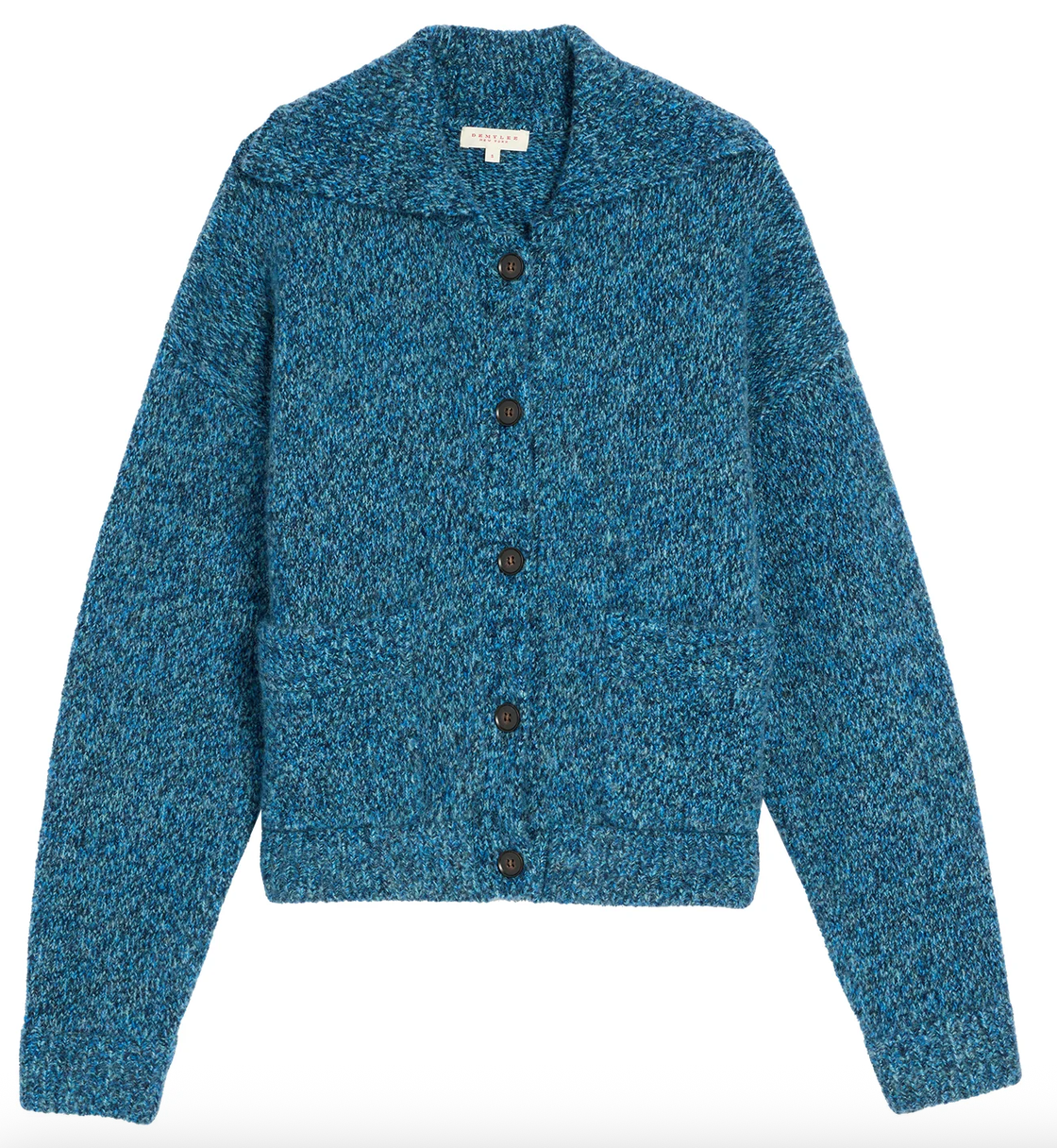 alice speckled wool alpaca cardigan speckled peacock