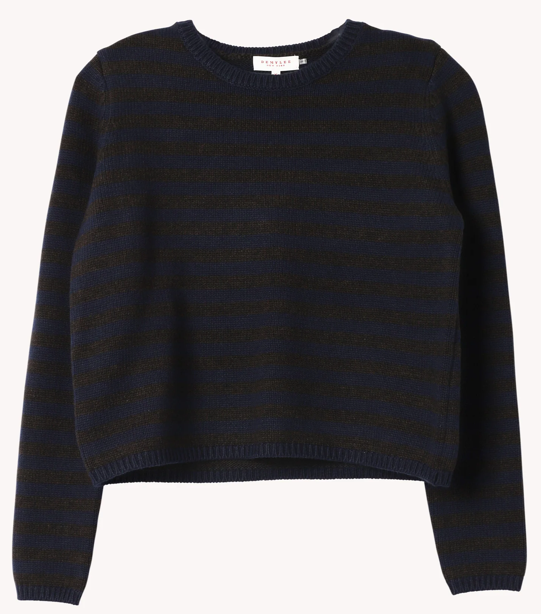 Melina stripe cotton cashmere sweater dark ink espresso