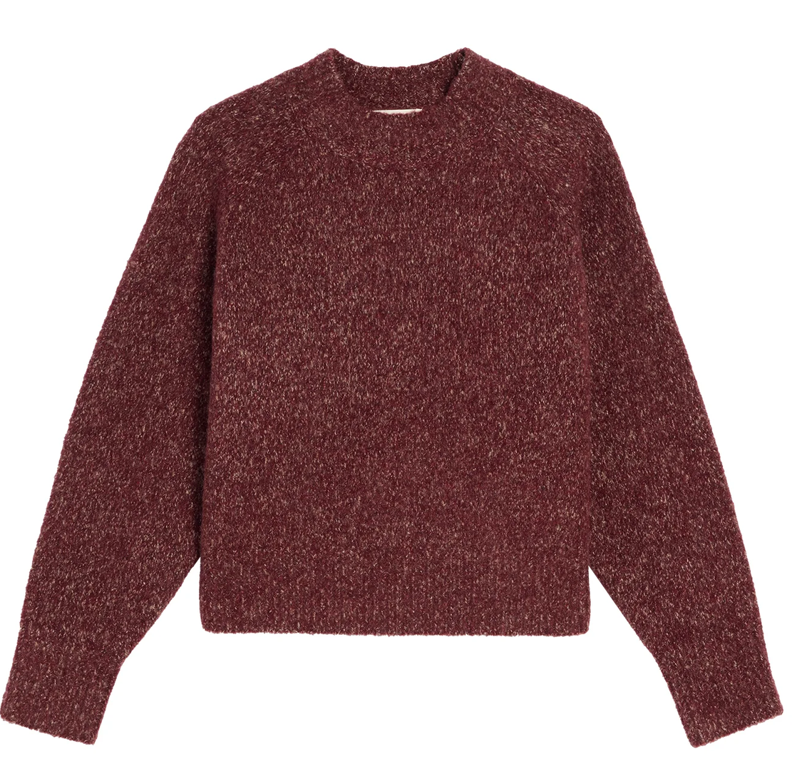 Margot speckled wool alpaca sweater speckled garnet