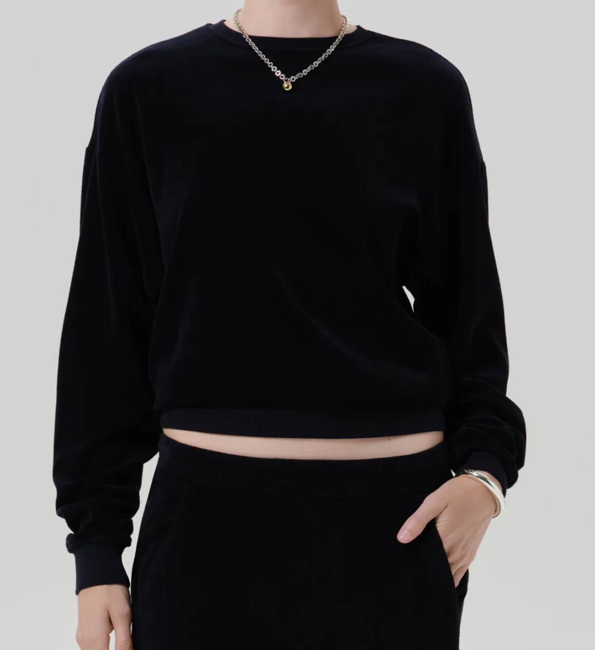 Vintage velour crewneck dark navy