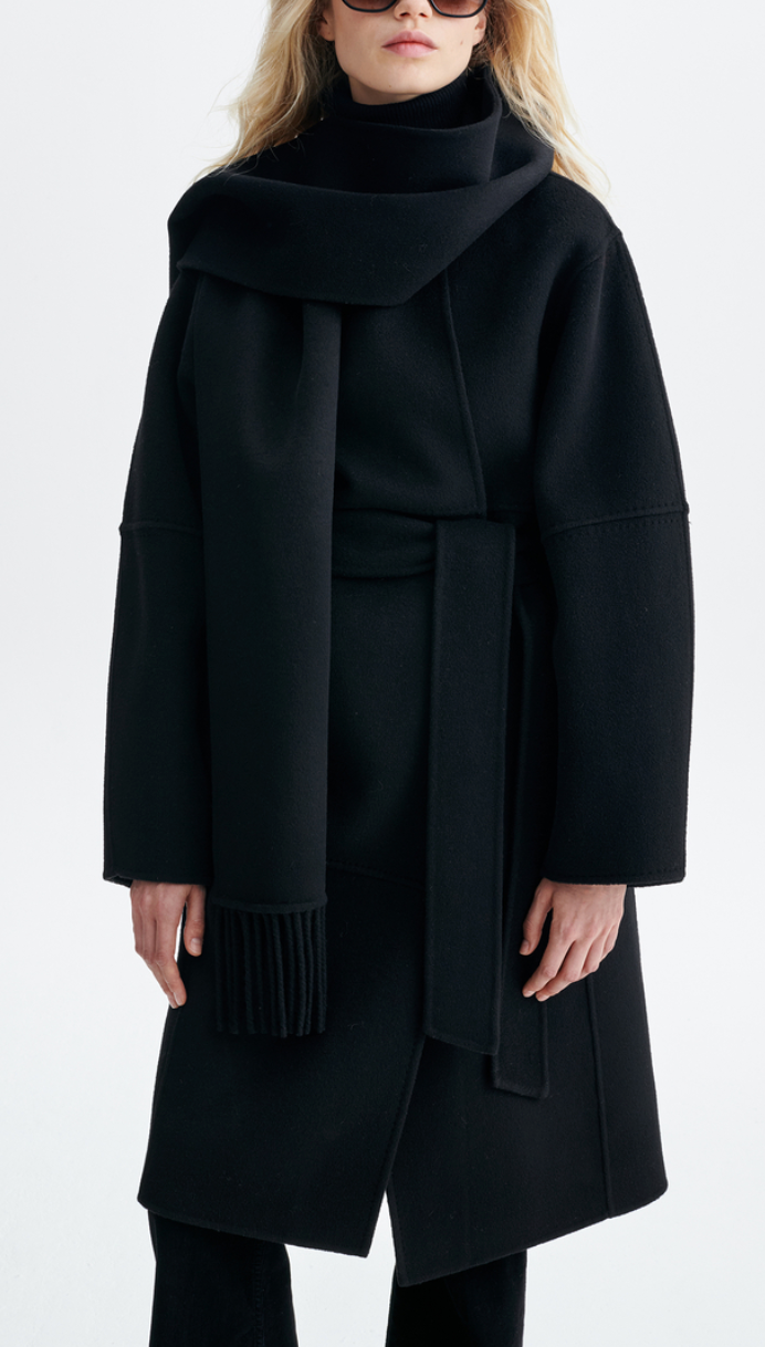 Helie Coat & Scarf Black
