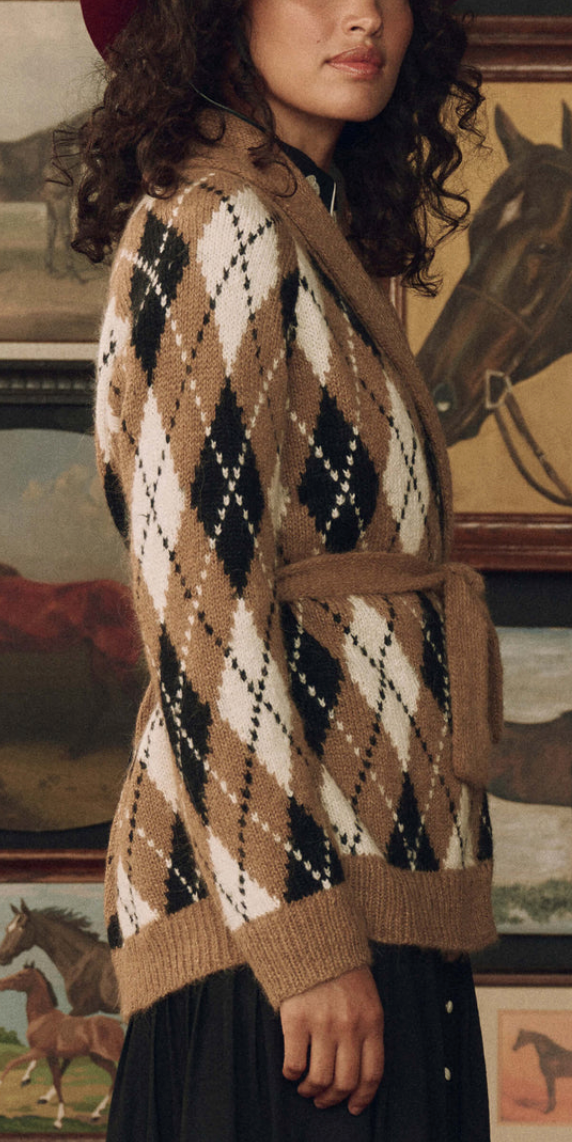 The Argyle Riding Cardigan Camel