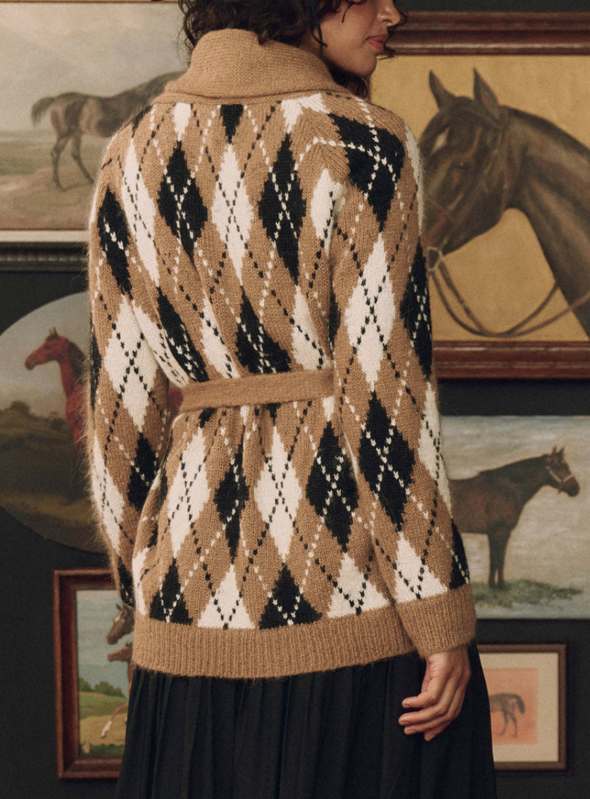 The Argyle Riding Cardigan Camel