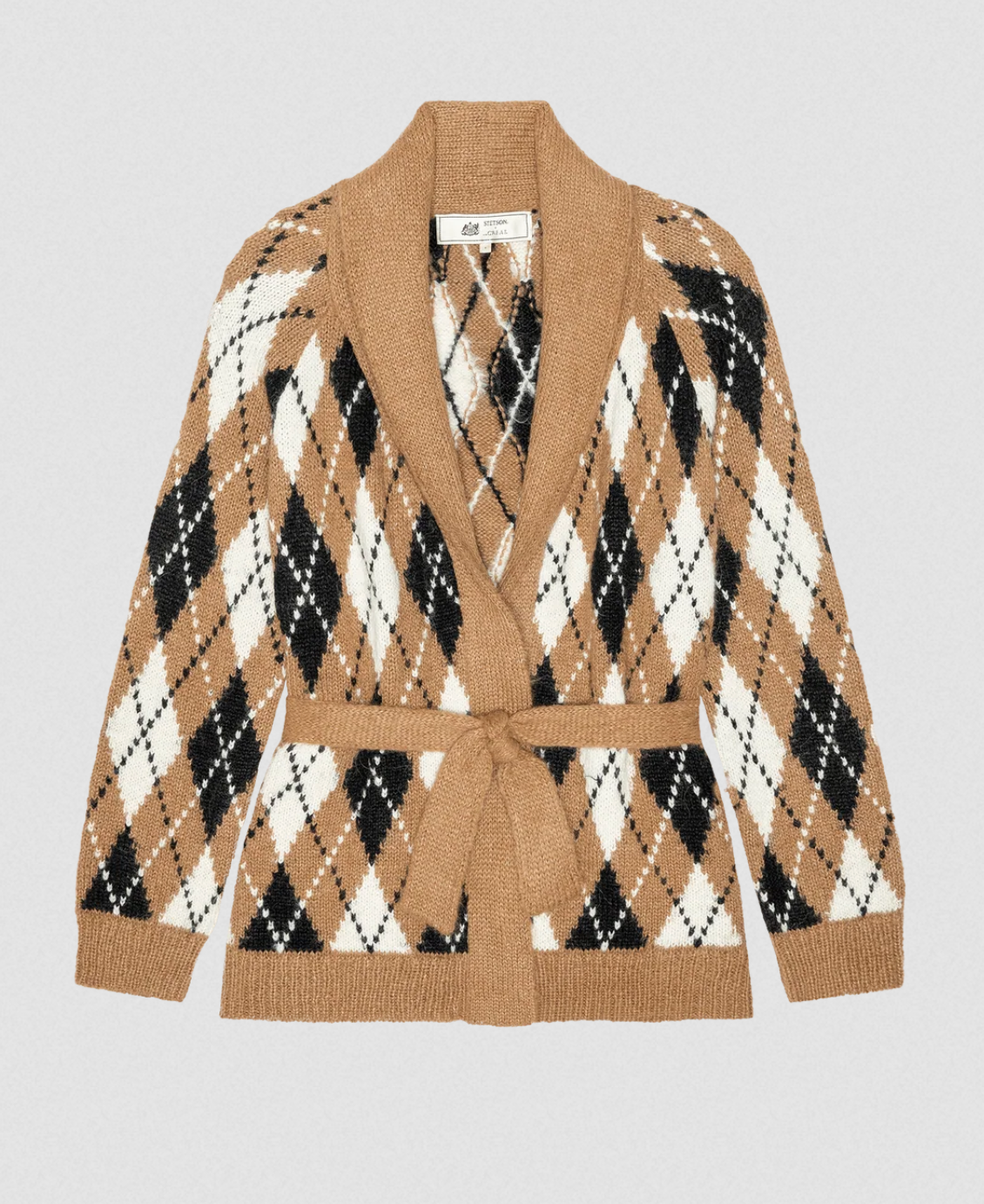 The Argyle Riding Cardigan Camel