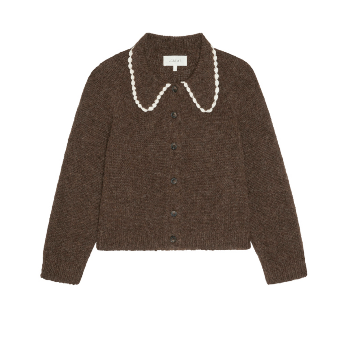 The Crochet Collar Cardigan Chocolate Brown