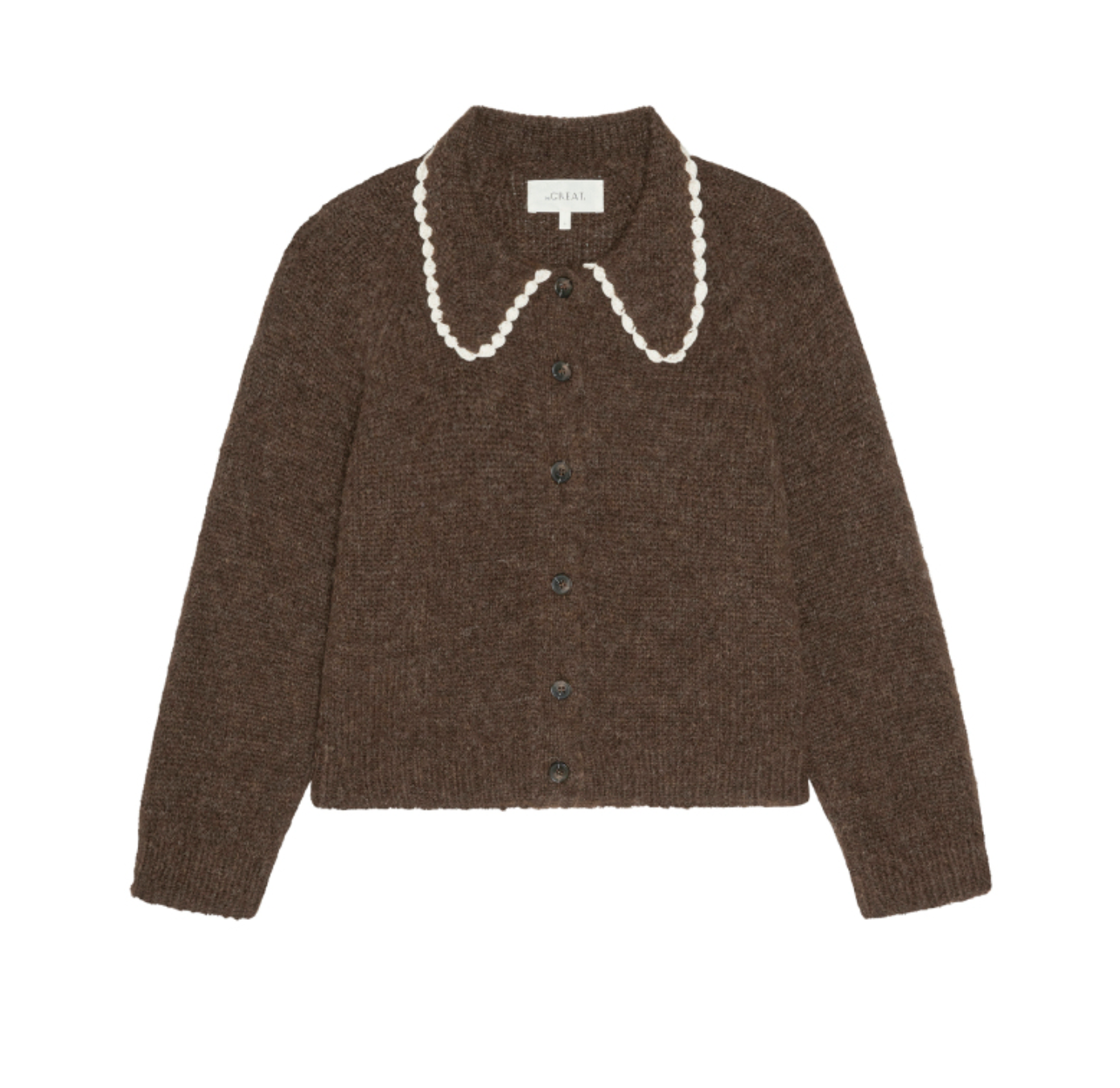 The Crochet Collar Cardigan Chocolate Brown