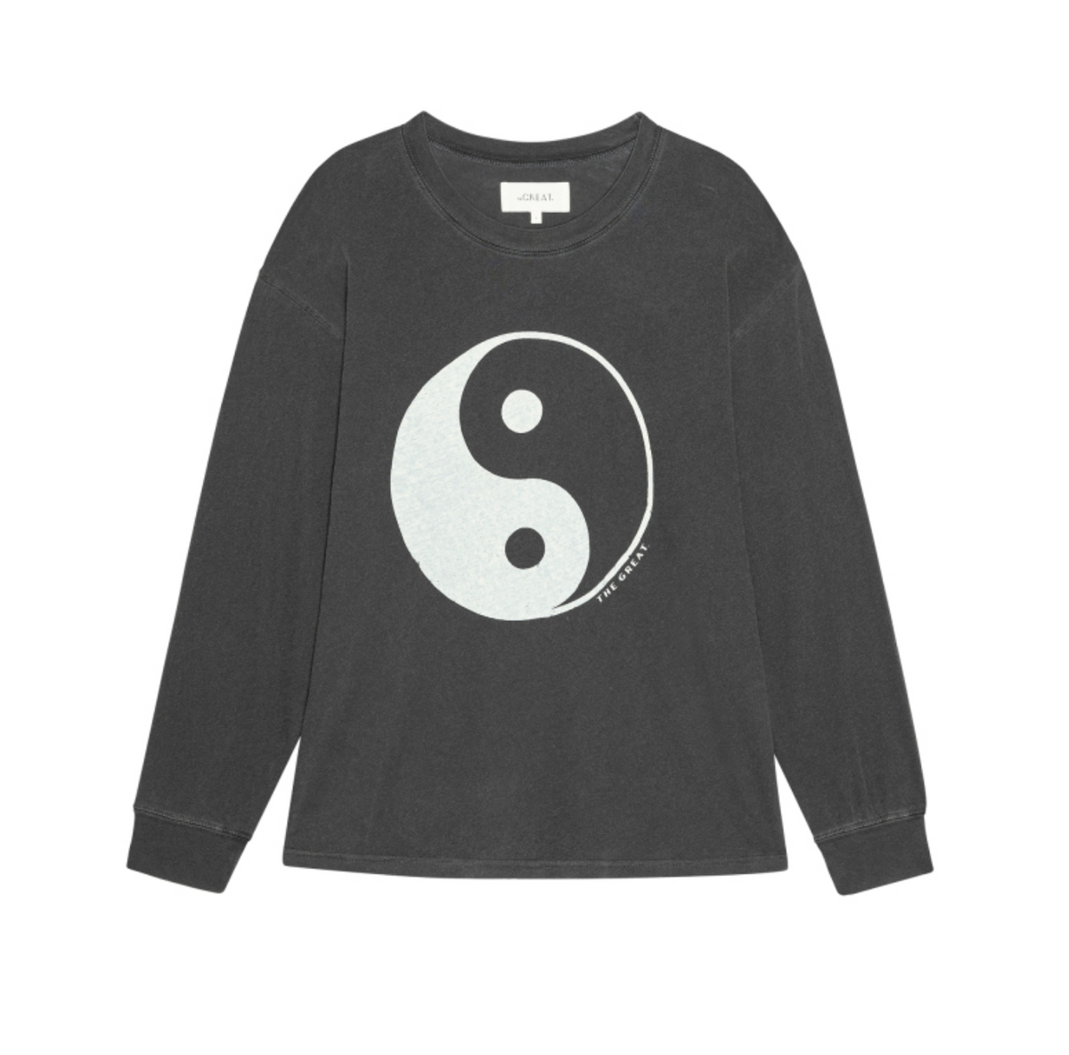 The Long Sleeve Relaxed Crew With Yin Yang Graphic Washed Black