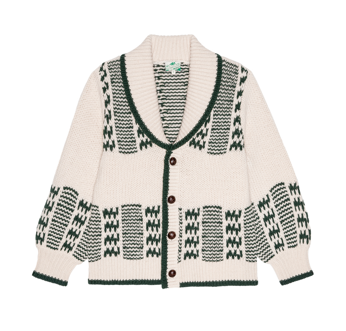 The Chalet Cardigan Sweater Cream &amp; Forest