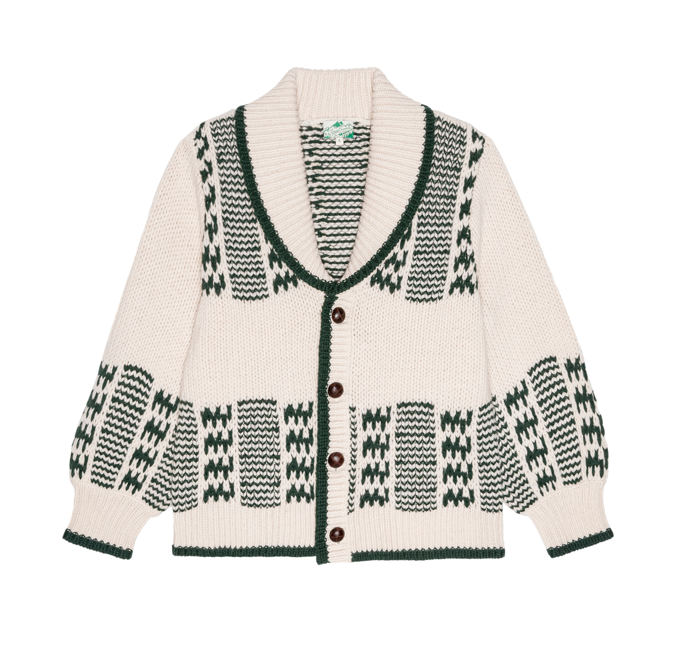 The Chalet Cardigan Sweater Cream & Forest