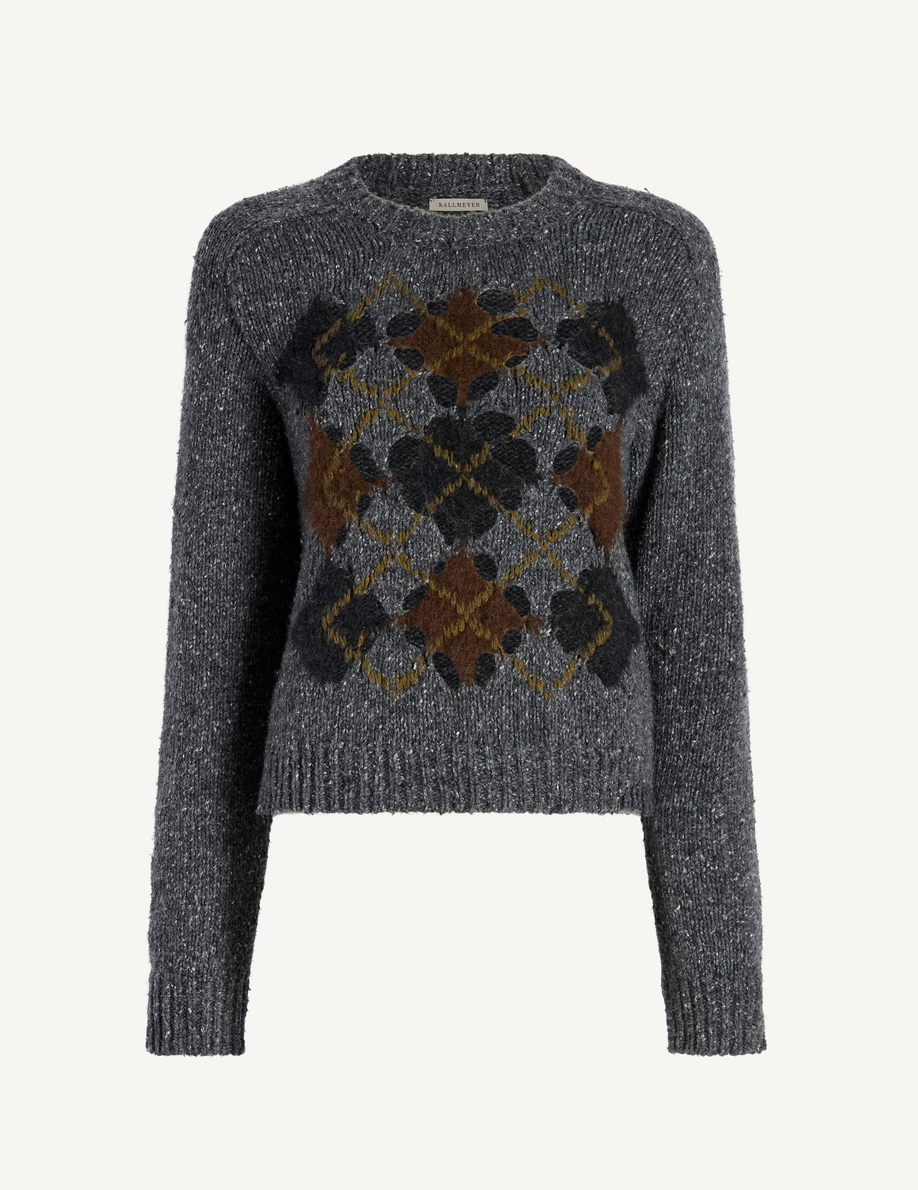 Nina Crewneck In Novelty Argyle