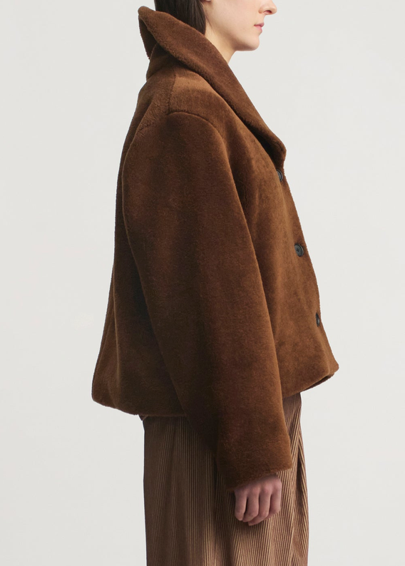 Marlie Shawl Jacket In Wool Shearling Ginger