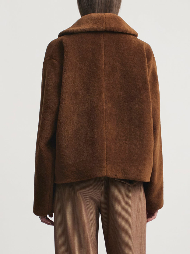 Marlie Shawl Jacket In Wool Shearling Ginger