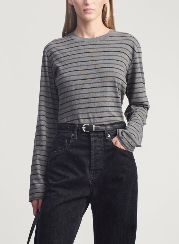 Wynn Long Sleeve T-Shirt Charcoal Stripe
